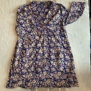 APRIL CORNELL Navy Floral Tunic - with POCKETS!  L